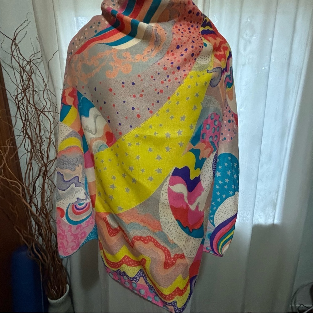 1970's nik-nik Scarf~Psychedelic Pattern~Designed in Paris~printed in Italy - Picture 4 of 11